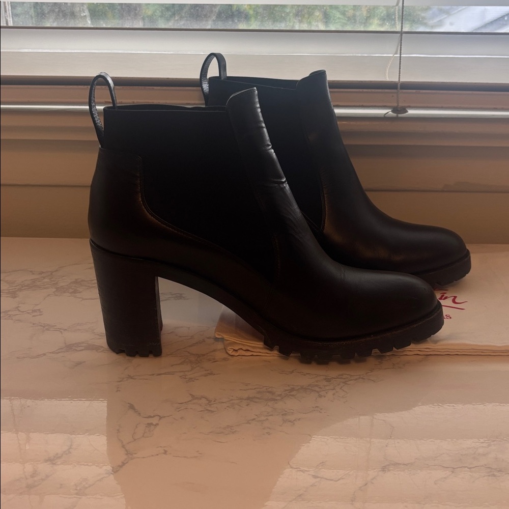 Christian Louboutin Black Leather women’s  Boots size 9&12 MARCHAROCHE 70 calf